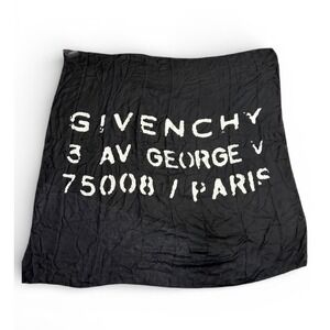 Givenchy Paris Black Logo Address Square Scarf $495‎ NWT